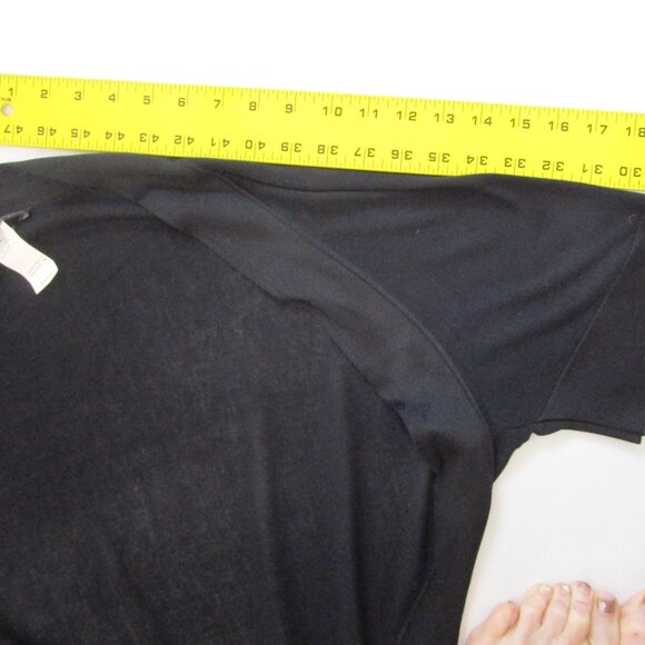 Les Copains Bamboo Viscose One Sleeve Layover Wrap Shawl Coverup Poncho Black - Picture 9 of 11